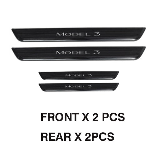 Hanshaw Wireless LED Illuminated Pedal Car Door Sills Protector for Tesla Model 3 Y