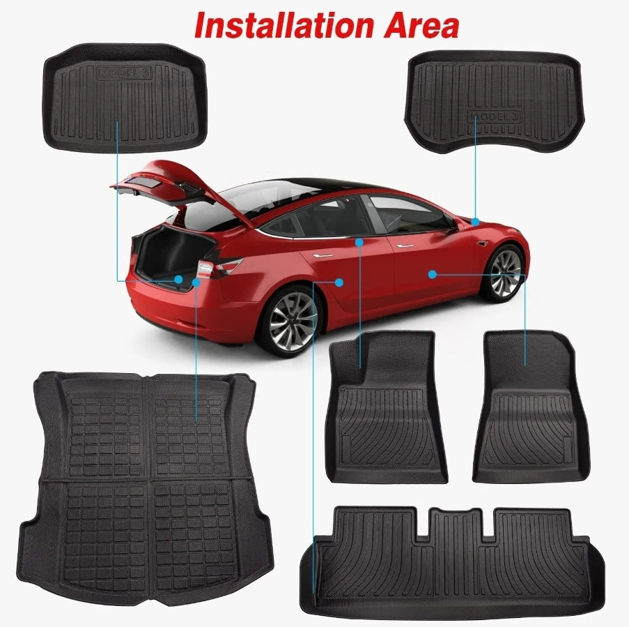 Model 3 Full Set 6 peice Weather floor mats